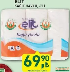 TARIM KREDİ ELİT KAĞIT HAVLU 2 KATLI 6'LI indirimli fiyat TARIM KREDİ ELİT KAĞIT HAVLU 2 KATLI 6'LI fiyat ve kampanya bilgisi